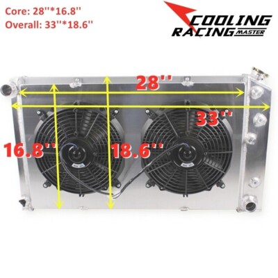 4 Row Aluminum Radiator with Fans For 1971-1979 Chevy Caprice Impala Monte Carlo