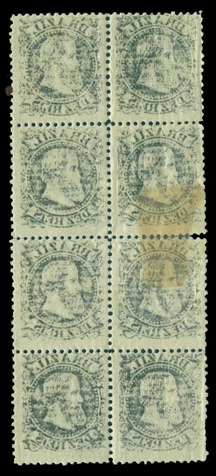 BRAZIL 1882 Dom Pedro  10reis black  Scott 82 mint MNH  BLOCK of 8 - Image 2 of 2