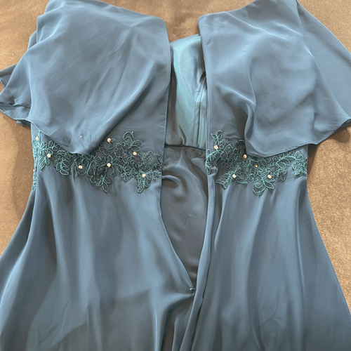 Women’s Blue 2 Piece Chiffon Formal Wedding Pantsuit Zip Up Back Size 16 - Picture 8 of 15