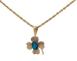 Authentic Opal Triplet Gold Plated Clover Pendant