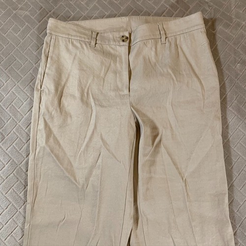 J Jill Womens 8 Linen Blend Dress Pants Beige Cropped Mid Rise Stretch - 第 2/12 張圖片