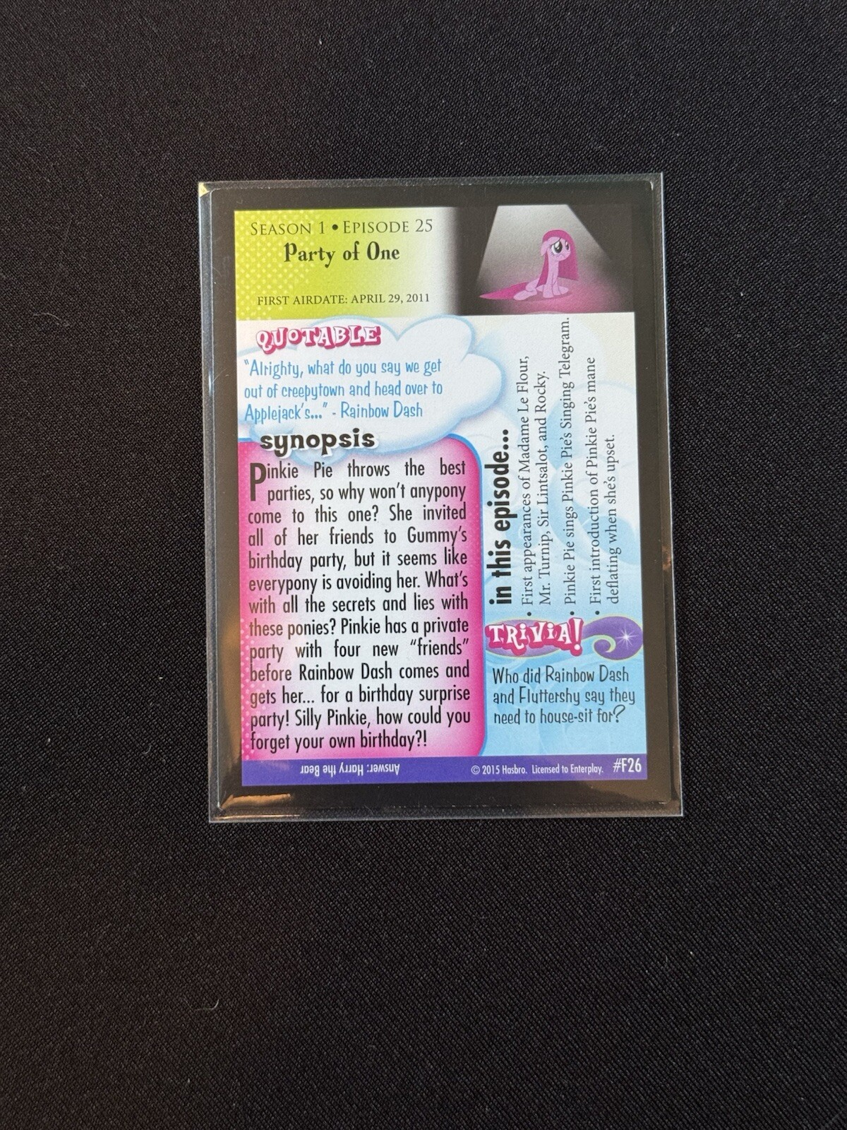My Little Pony Trading Cards Series 3 Foil Card Party of One #F26 Pinkie Pie