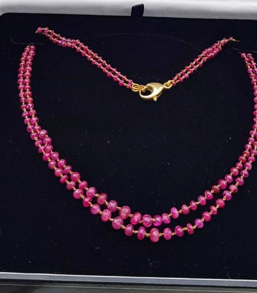 18ct Solid Gold Necklace With Natural Ruby Heavy … - image 8