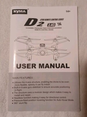 User Manual Syma D2 Nano X12s Nano Syma Micro Drone RC Dron Syma
