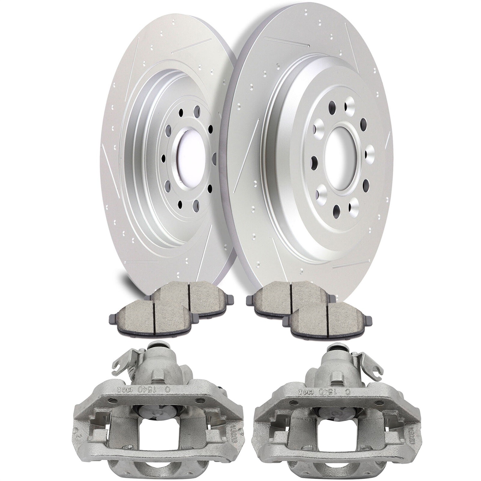 2011-2015 Ford Explorer Rear Brake Caliper with Ceramic Pad & Slotted Rotor Kit