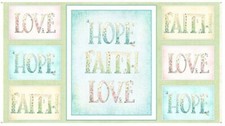 Sweet Thoughts Faith Hope Love 23" Panel 100 Cotton Fabric by The Panel