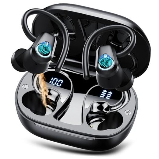 Sweatproof Wireless Sport Earbuds with Bluetooth 5.3 in Deep Black-image