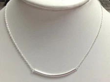 925 Sterling Silver Plain Horizontal Bar Necklace For Women