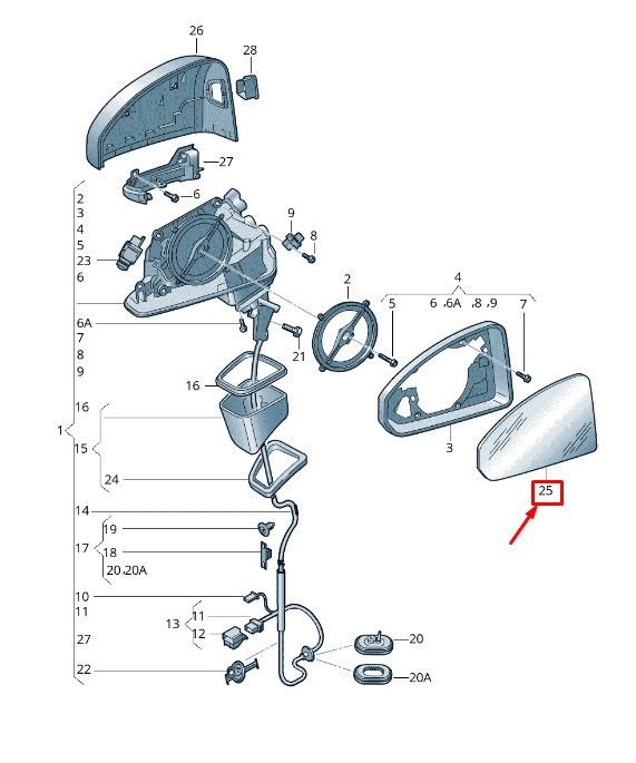 Rétroviseur avant droit Audi A4 Avant B9 8W0857536C d'origine