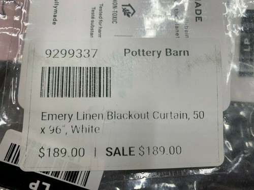Pottery Barn Emery Linen Blackout Drapes Curtains Panels 50 x 96" White #N162 - Picture 4 of 5