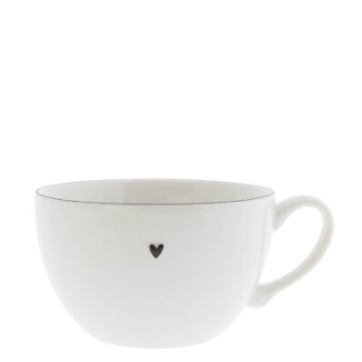 Suppentasse klein HEART weiß mit schwarzem Herz D. 13cm Bastion Collections