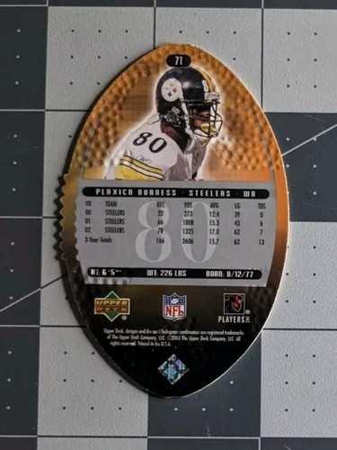 2003 Upper Deck #71 Plaxico Burress Standing O Die-Cut Steelers Football Card - Picture 3 of 5