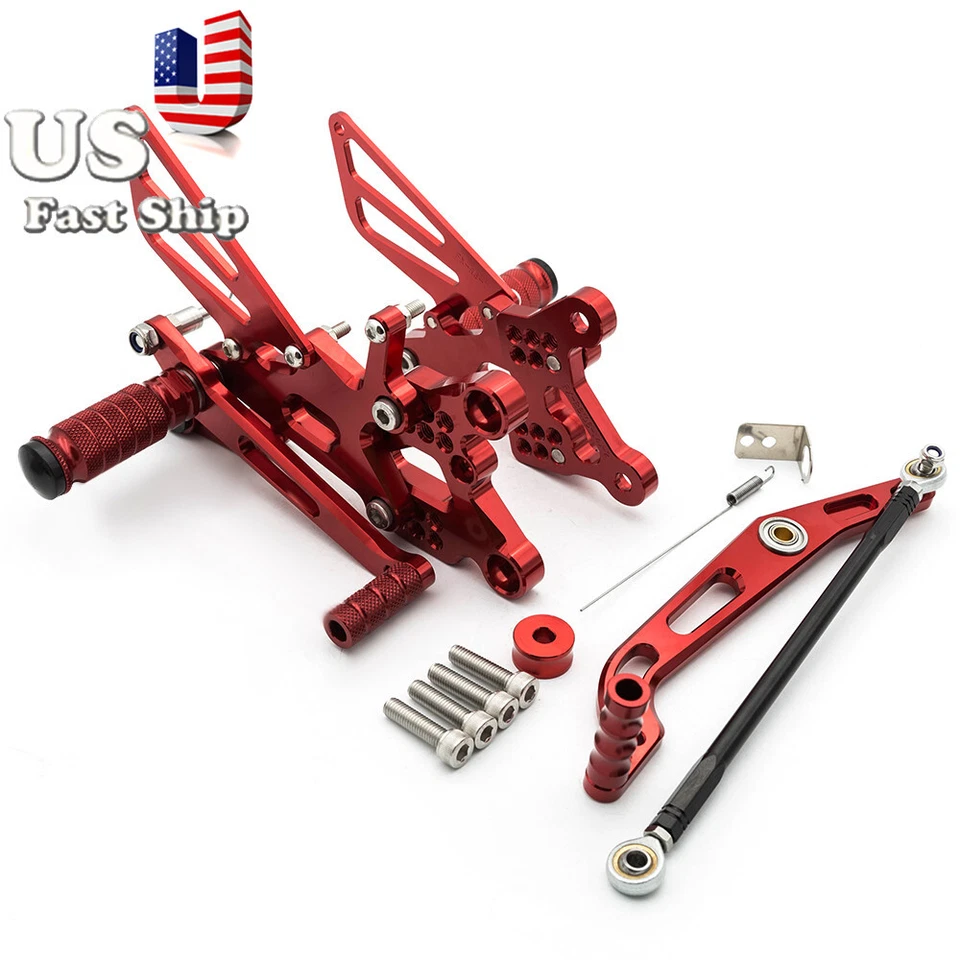 Apoio para os pés Fit Yamaha YZF R6 R6S 2006 2007 2008 2009-2023 CNC traseiro vermelho - Imagem 4 de 4