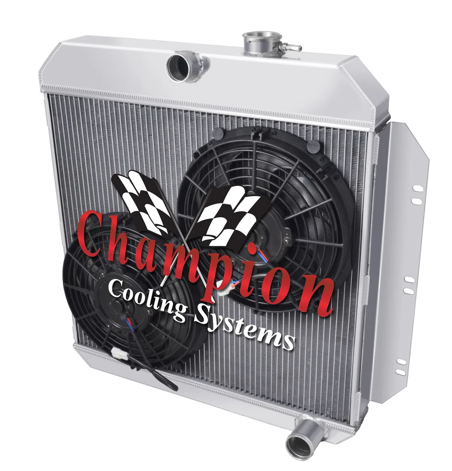 RR Champion 2 Row Radiator W/ 2 10" Fans for 1960 - 1962 Chevrolet Truck #EC6062 Foto 3 de 4