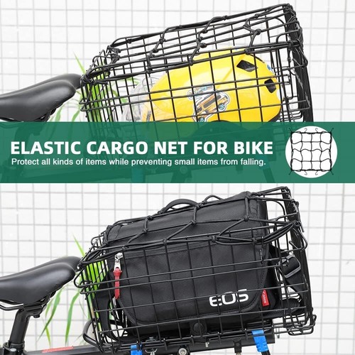 Large Waterproof Rear Bike Basket with Adjustable Cargo Net and Reflective Cover - Picture 6 of 11