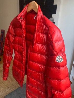 Red Moncler Acorus Short Down Jacket, Size Medium | eBay