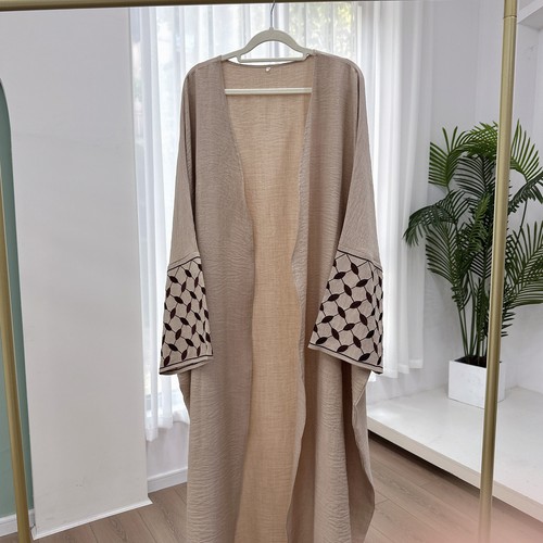 Muslimischer offener Kaftan Stickerei Damen Cardigan langes Kleid Abaya Dubai Kimono Morgenmantel - Bild 25 von 27