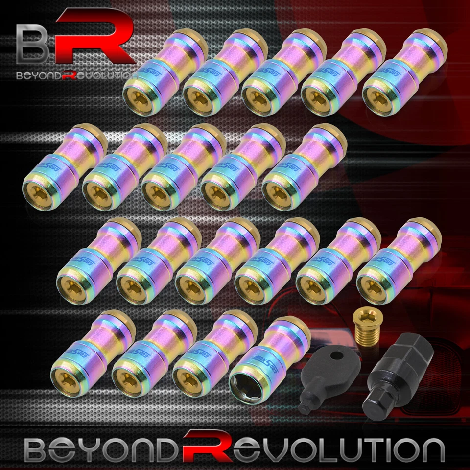 Godsnow JDM VIP Lug Nut Set M12 X 1.25mm Neo Body Gold Trim 20 Pieces w/ Hex Key - Image 3 of 3