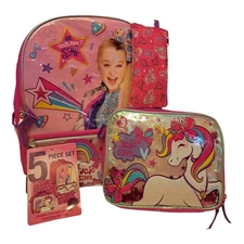 JoJo Siwa Backpack 5 Piece Be Your Own Star Lunch Bag Gadget Case Cinch Sack NWT