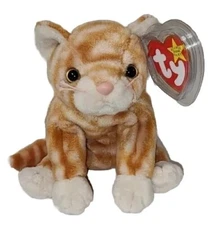 Ty Beanie Baby - AMBER the Tabby Cat (8 Inch) NEW MWMTs Plush Stuffed Animal Toy