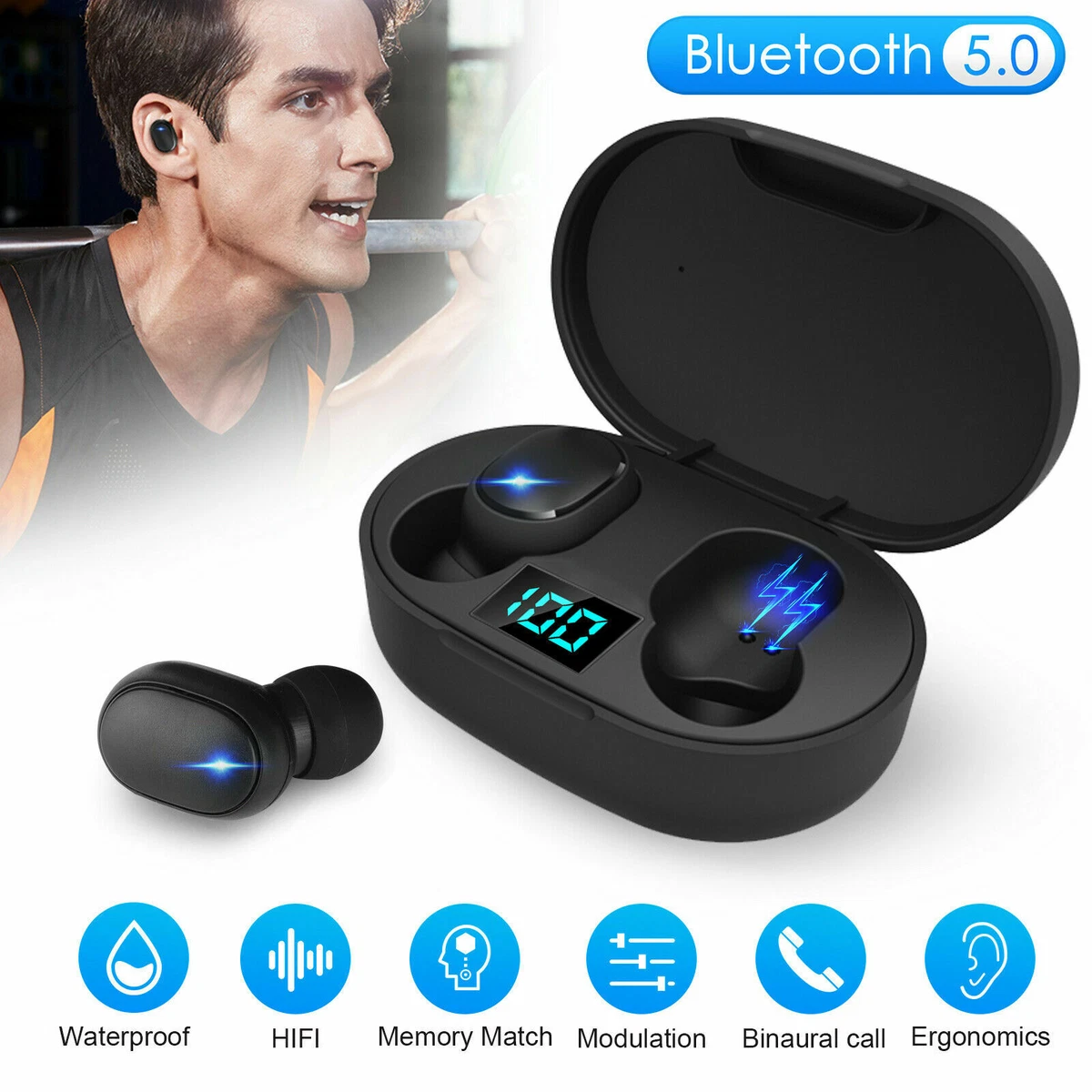 Bluetooth 5.0 Headset TWS Wireless Earphones Mini Earbuds Stereo Headphones A6s