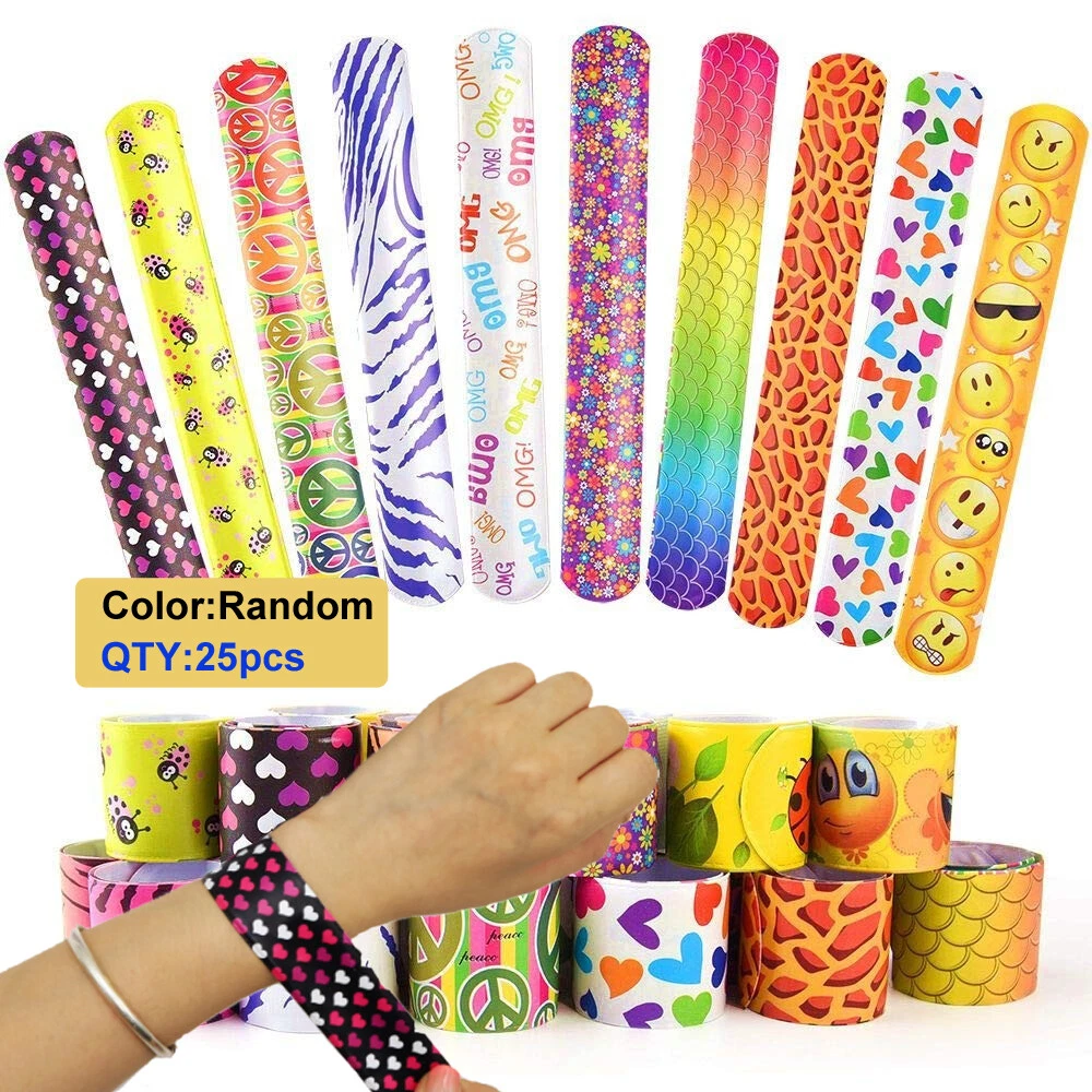 Pack of 25 Creative Slap Bracelet Snap Wristband Bangle Party Favors Kids Gifts
