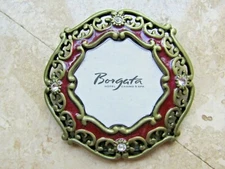 Small JAY STRONGWATER Round Enamel & Swarovski Crystal clip Picture frame 2.25"