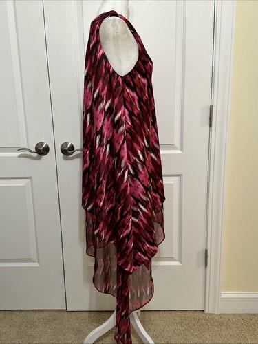 NWT MISA Yasmin One-Shoulder Chiffon Trapeze Dress Red/Pink XL - Bild 6 von 11