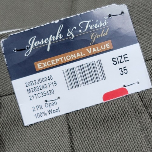 Joseph & Feiss Gold Men's Pant Olive Twill Wool Classic Fit Size 35 Unfinished - Picture 5 of 9