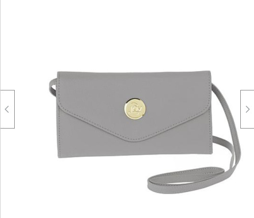 Кошелек Joy Mangano Smart Chic из натуральной кожи через плечо с защитой от RFID [СЕРЫЙ]