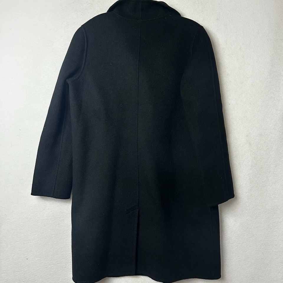 Abrigo J. Jill Talla S Lana Angora Mezcla Conejo Negro Trench Largo Cápsula Minimalista Foto 4 de 4
