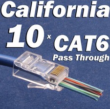 10 Pcs RJ45 Network Cable Modular Plug CAT6 8P8C Connector End Pass Through