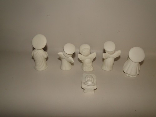 Juego de 6 belenes de cerámica vintage María José Niño Jesús 3 ángeles, Taiwán, blanco - Imagen 5 de 7