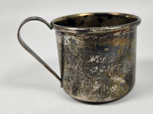 Vintage MCM Sterling Silver WEB 520 Baby Cup w/ Heavy Tarnish