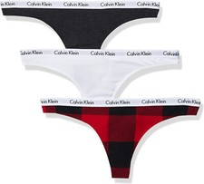 Calvin Klein Womens Carousel Logo Cotton Thong Panty 3-Pack, Multicolor, XL