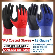 24 PAIRS PU COATED SAFETY WORK GLOVES BREATHABLE LIGHT WEIGHT 18 GUAGE BUILDERS