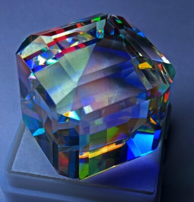 Rainbow Color Natural Mystic Topaz Cube Cut EGL Certified 100+ Ct Loose Gemstone