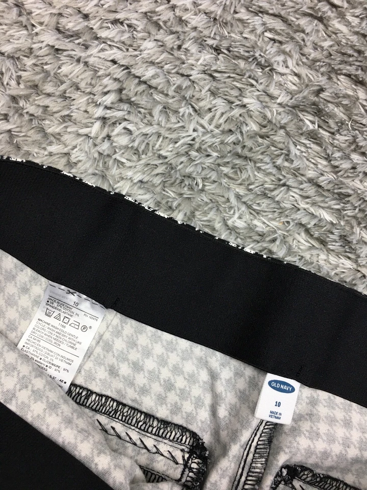 Pantalones de vestir al tobillo Old Navy para mujer talla 10 blancos negros a cuadros elásticos ajustados Foto 4 de 4