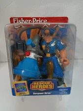 VINTAGE RARE FISHER PRICE RESCUE HEROES FIGURE SERGEANT SIREN NEW SEALED 1998