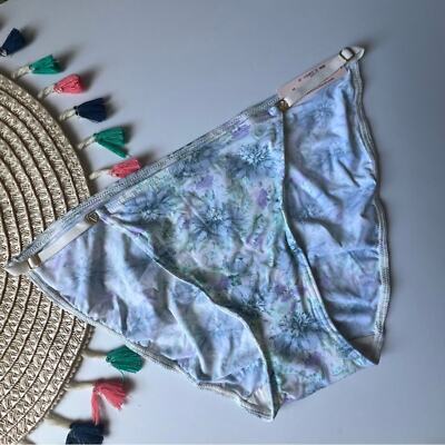 Victoria's Secret Love Cloud Adjustable String Bikini Panty Blue Floral M NEW