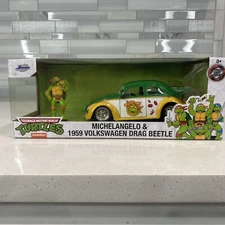 1/24 Jada 1959 Volkswagen Drag Beetle & Michelangelo Figure Ninja Turtles 33741