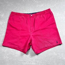 Vintage Polo Ralph Lauren Mens Shorts XL Red Drawstrings Elastic Waist Red Pony