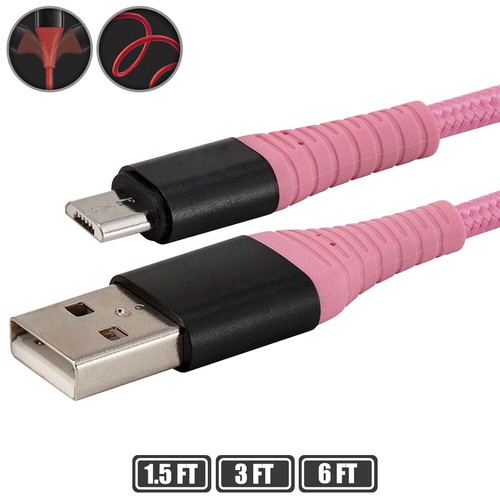1.5 3 6FT USB Micro B to Type A Sync Data Charging Cable Reinforced Braided Cord - Picture 4 of 7
