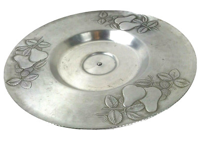 Vtg Lazy Susan Everlast Forged Aluminum MCM 15 1/2'' Pedestal Pear Fruit retro