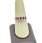 Sterling Silver 925 Ruby + CZ Ring Size 9