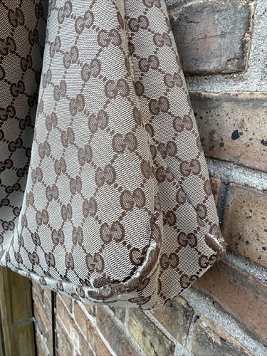 Vintage Gucci Large HorseBite Beige Monogram Canvas Leather Hobo - Picture 11 of 24