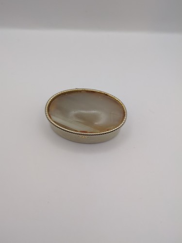 Vintage Pearl Shell Snuff Box + Marble Top Pill Trinket Box Gold Detail - Picture 9 of 19