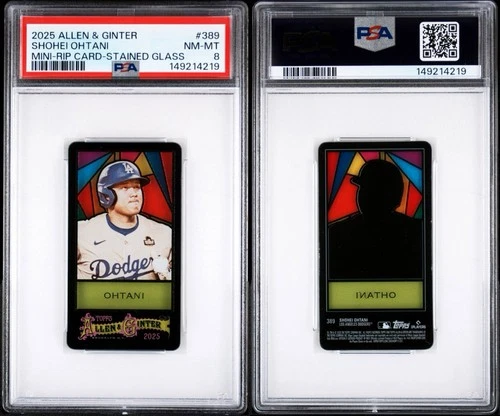2025 Topps Allen & Ginter Shohei Ohtani Mini RIP Stained Glass SSP #389 PSA 8