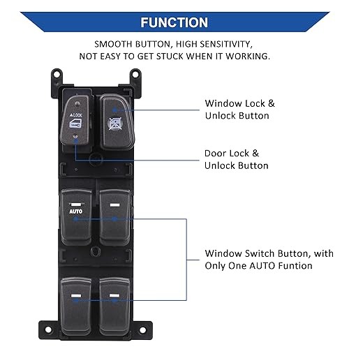 Master Power Window Switch Button, Front Left Driver Side, Compatible ...