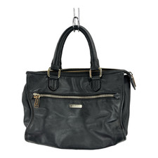 Cole Haan Womens Tote Bag Black Leather Square Outer Pocket Zipper S